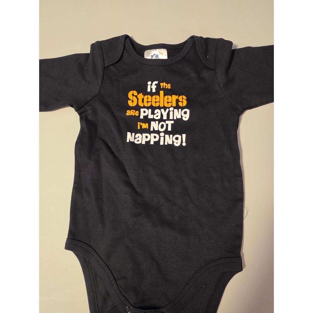 NFL Team Apparel Pittsburgh Steelers Baby Bodysuit Black Long Sleeve 6-12 Months